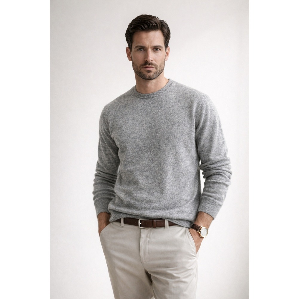 Emi Maglia Sweater Mens XXL Gray Cashmere Wool Crewneck Italian Knit Soft Luxury